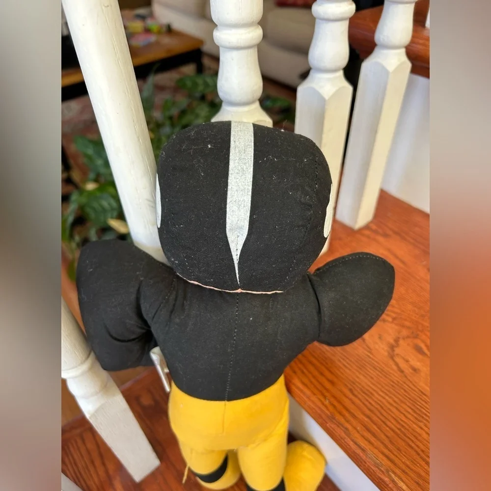 Vintage Plush 1960s Football Player Black Gold 21